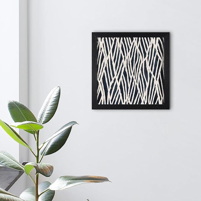 FOLKOR Geometric Wall Art Black and White for Modern Living Room Bedroom, 12" Rice Paper Framed Shadow Box Artwork, 3D Texture Floating Wall Hanging Sculpture for Kitchen Bathroom Apartment Dorm