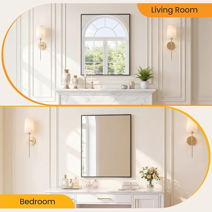 Sweetcrispy Bathroom Mirror for Over Sink, 30" x 36" Rectangle Wall Mount Mirrors with Metal Frame, Modern Vanity Mirror with Tempered Glass, for Home Decor, Anti-Rust, Black