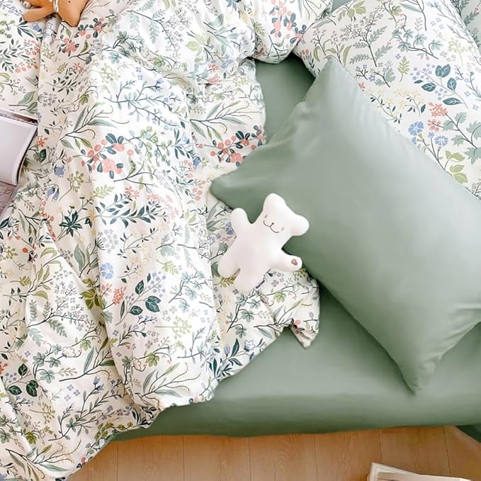 HighBuy Botanical Floral Twin XL Comforter Set Garden Floral Bedding Comforters Lightweight Microfiber Bedding Set Boho Chic Fluffy Soft Flower Comforter Twin XL with 2 Pillowcases,All Season