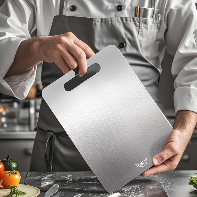 2 Pack Titanium Cutting Board-100% Pure Titanium Cutting Boards For Kitchen, Dishwasher Safe, Easy to clean, Double-sided food-grade Cutting Board For Meats, Fruits And Vegetables (13 x 9)