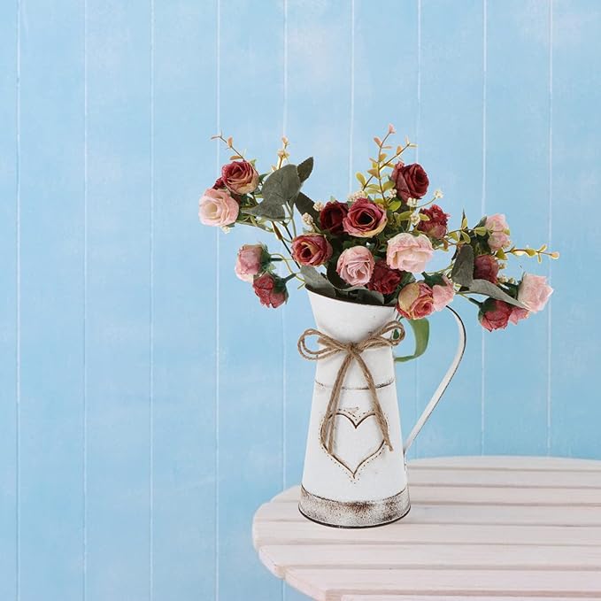 BESTonZON Decorative Metal Iron Flower Vase for Rustic Floral Arrangements Heart-Shaped Design for Home Decor Weddings and Garden Centerpieces