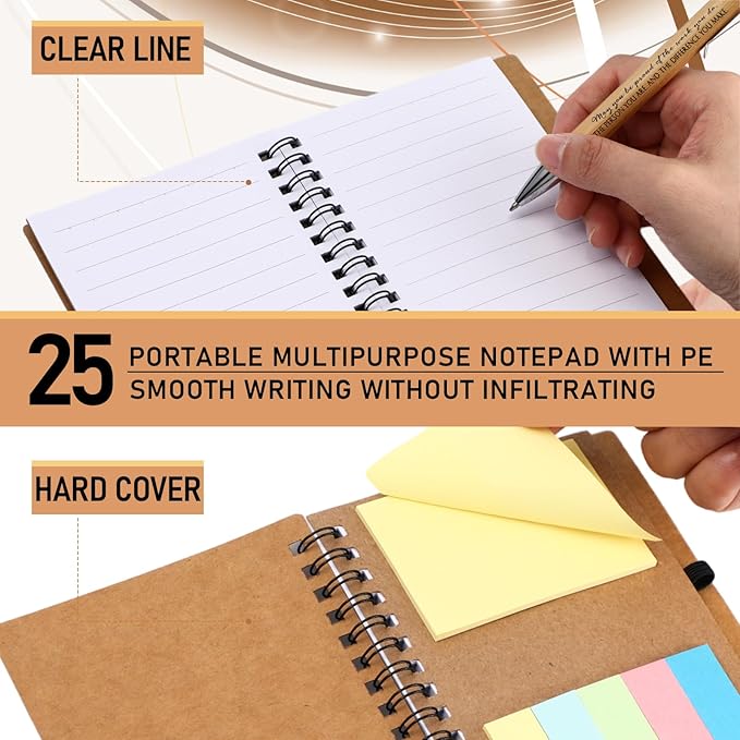 Jetec Inspirational Notebooks Bulk Spiral Notebook with Sticky Notepad Motivational Pens Valentines Day Gifts for for Employee Coworker Nurse Staff Teacher Nurse Volunteer(25 Sets,Amazing)
