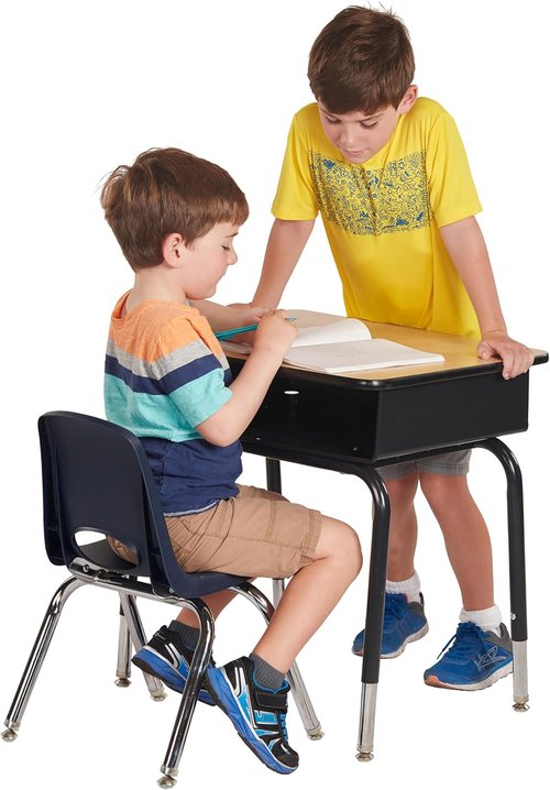 FDP 12" School Stack Chair - Stacking Student Seat with Chromed Steel Legs | Navy (6-Pack)