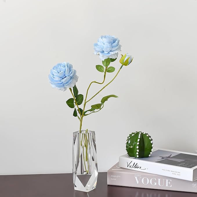 Kitcom Flower/Bud Crystal Vase Decorative Vases for Home, Wedding, Christmas, Outline Dimensions W2.4''xH6.3'', Clear with Gift Box