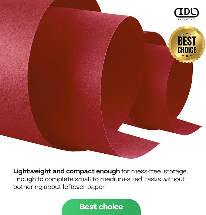 Christmas Red Kraft Paper Roll 36" x 2160" (180 feet) - USA-Made Craft Paper Roll 50lb Thickness for Art - Red Wrapping Paper for Gift Wrapping & Moving - High-Density Roll for School by IDL Packaging