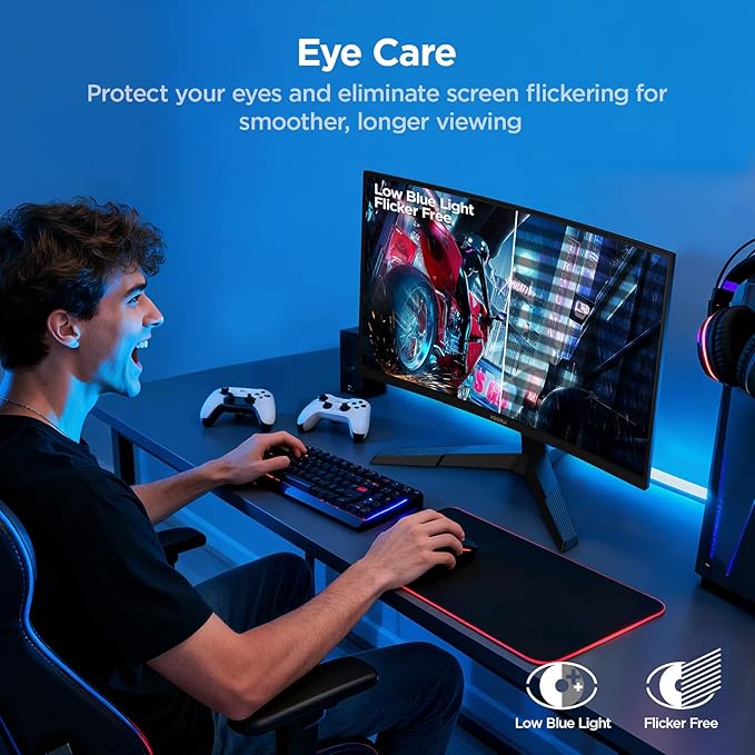 KOORUI 27 Inch Curved Gaming Monitor QHD (2560 x 1440) 180Hz, 1ms 1500R Display, Adaptive Sync, 90% DCI-P3, HDMI 2.0 & DisplayPort 1.4, VESA, Tilt, Eye Care, 27E6QCA