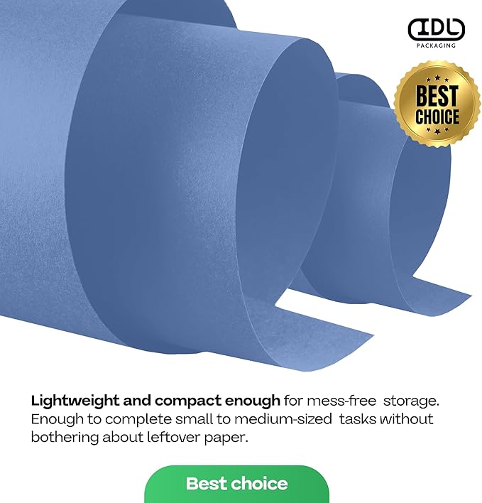 12" x 1200" (100 ft) Blue Kraft Paper Roll, Pack of 2 - USA-Made Quality Craft Paper for Gift Wrapping, Kids' Arts & Crafts, School Projects - 100% Recycled, 50 lb Natural Material by IDL Packaging