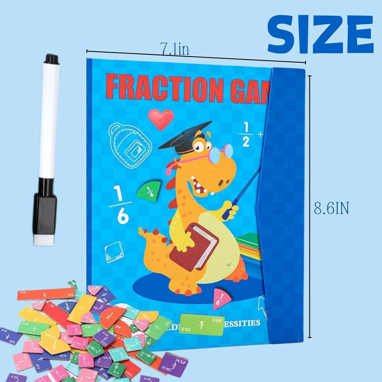 Skiennix Magnetic Fraction Demonstration Book - Engaging Tiles & Circles for Learning