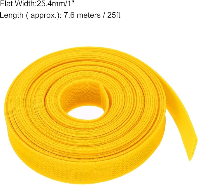 uxcell Expandable Sleeving, 1-inch 25ft Cable Sleeve, Yellow