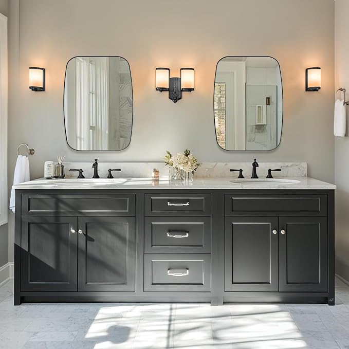 ANDY STAR 22x30 Black Bathroom Mirror, Oblong Vanity Mirror with Stainless Steel Metal Frame, Matte Black Oval Mirror for Over Sink, Modern Anti Rust Wall Mounted