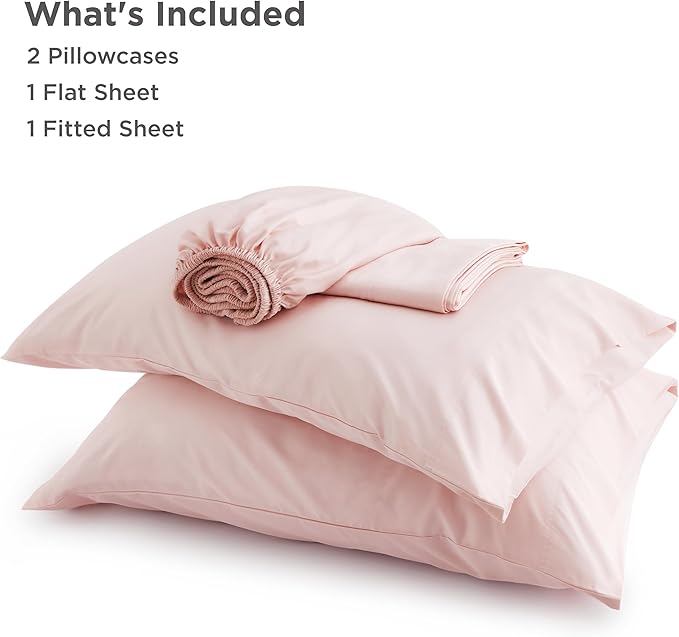 Bedsure Full Size Bed Sheets, Cooling Sheets, Rayon Derived from Bamboo, Breathable & Soft, Deep Pocket Up to 16 Inches, Hotel Luxury Silky Bedding for Hot Sleepers, Pink
