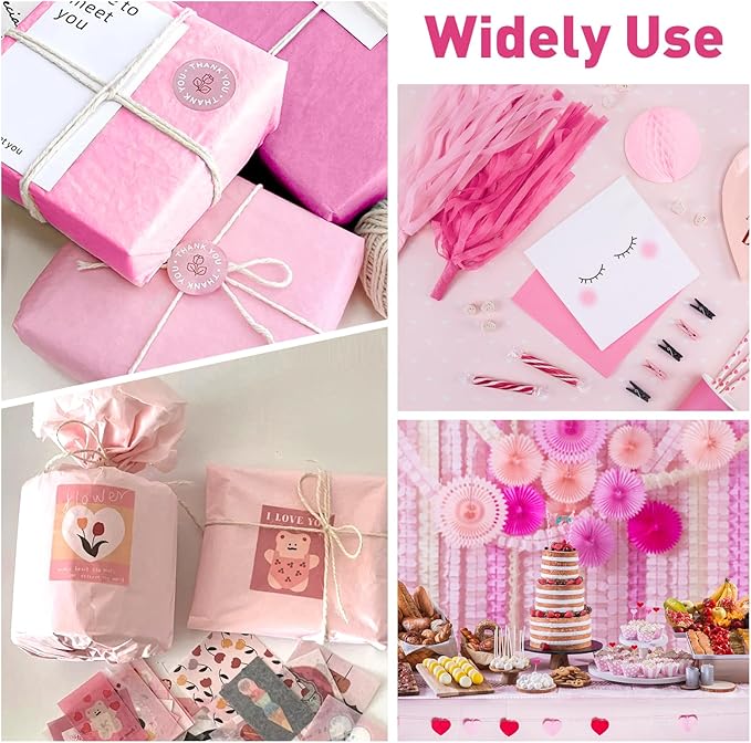 TUXIYA 200 Sheets Pink Tissue Papers for Gift Bags,14 x 20 Inch Mixed Pink Wrapping Tissue Paper Bulk for Gift Bags, Gift Wrap for Birthday Wedding Graduation DIY Crafts Holiday Flowers