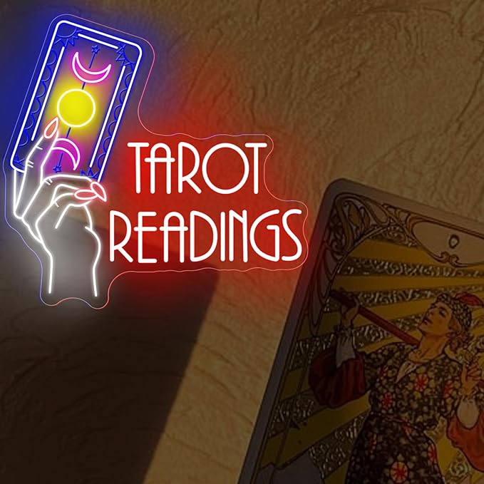 Tarot Readings Neon Sign, Astrology Tarot Sign, Tarot Cards Reading, Psychic Tarot Light, Fortune Teller Sign for Tarot Hall Card Studio Bedroom Shop Decoration Girls Room Gaming Room Party