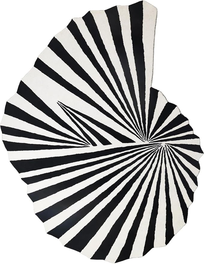 Black and White Striped Irregular Shaped Area Rug for Living Room Dining Room Bedroom Indoor Washable Rugs Modern Abstract Optical Art Meetingroom Home Office Lightweight Soft Shaggy Carpet 10x16