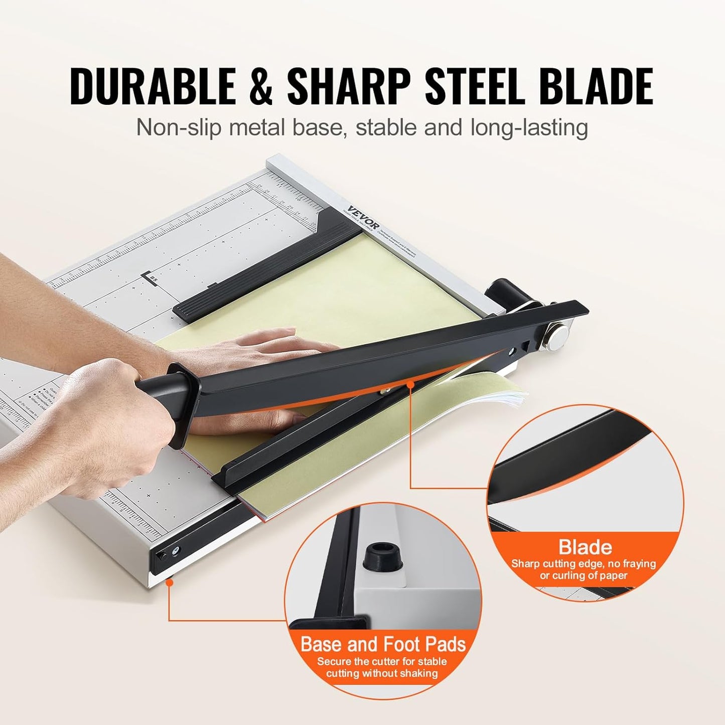 VEVOR Heavy Duty Paper Cutter - 15" Guillotine Trimmer with Blade Lock & Guard Rail | Cuts 16 Sheets