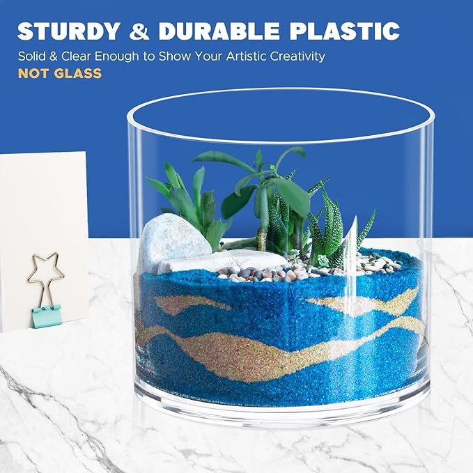 JYPS Flower Clear Vase Centerpiece for Home 1-Set of 2 Sizes, Wedding Party, Plastic Clear Cylinder Wide Vase for Flowers, Decorative Wide Mouth Vase for Decor, Centerpieces, Large Clear Container
