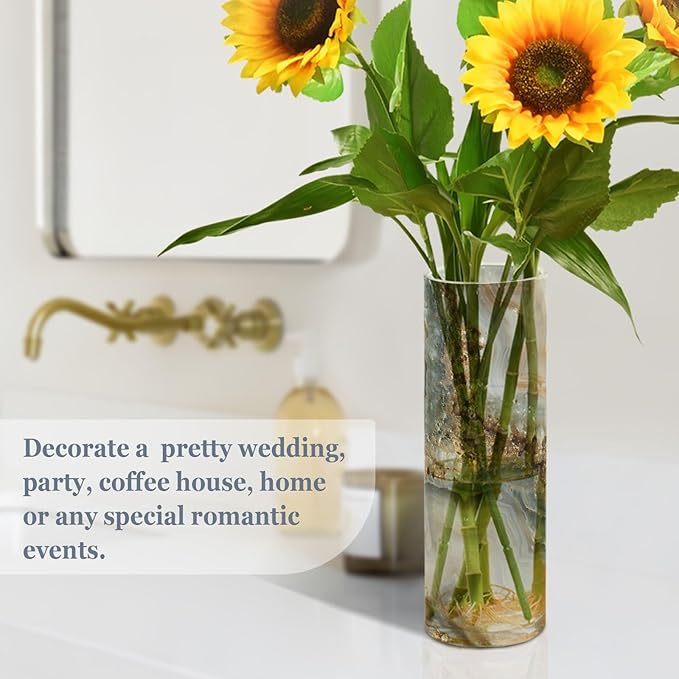 xmyzcd Agate Marble Vase Cylinder Vases Clear Plastic Flower Vase Easy to Clean for Centerpieces Homes Offices Kitchens