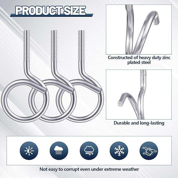 Yaocom 200 Pcs 1/4"-20 Machine Threaded Bridle Rings 1-1/4" Diameter Heavy Duty Bridle Wiring Rings Cable Hangers for Low Voltage Cable Pipe Management