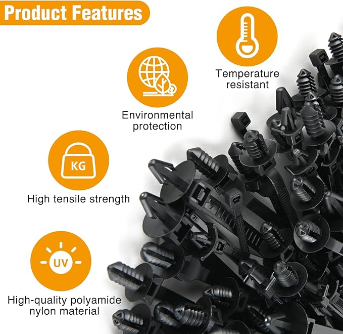 GOOACC Push Mount Cable Zip Ties Heavy Duty Nylon Push Mount 4 Popular Sizes Self Locking Cable Strap Assortment for Indoor Outdoor Wire Tying Construction Auto ect. -120 Pcs