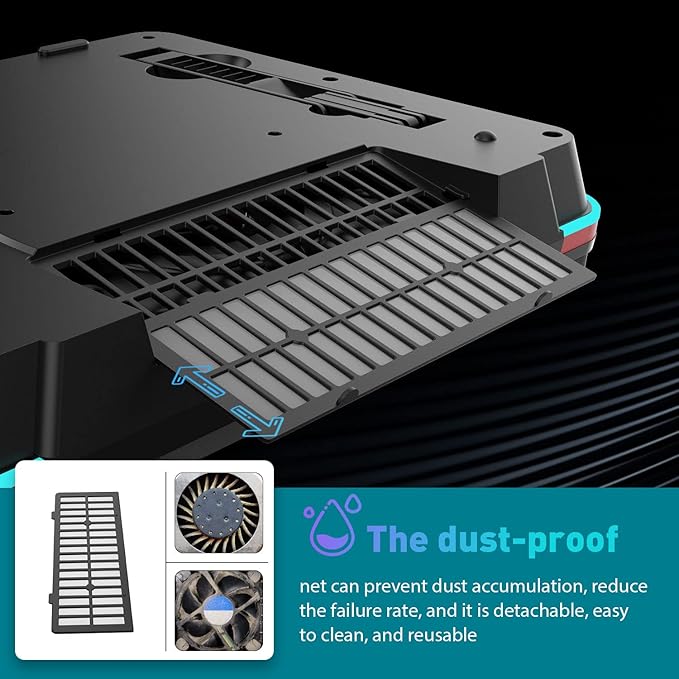 IETS GT500 Powerful Turbo-Fan (5000 RPM) RGB Laptop Cooling Pad with Infinitely Variable Speed,Seal Foam for Rapid Cooling Gaming Laptop,Dust Filter for Protect Laptop,13-17.3inch Laptop Cooler
