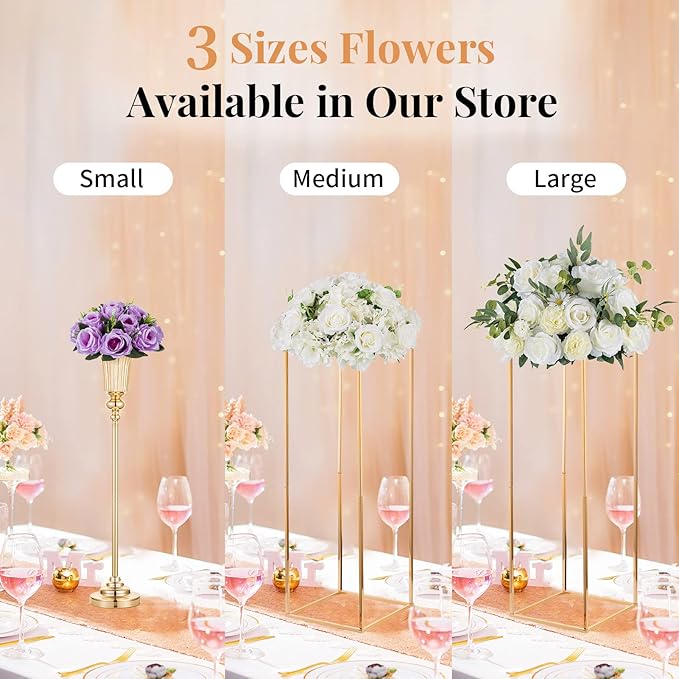 NUPTIO Artificial Flower Centrepieces for Tables - 10 Pcs Lilac Fake Flowers Roses Balls 9.5in Diameter - Silk Faux Rose Arrangement for Wedding Party Centerpiece Table Decor