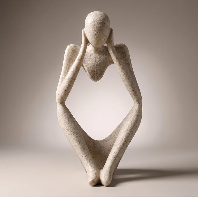 LargeThinker Statue, Modern Minimalist Meditation Sculpture for Home Decor, Contemporary Abstract Art Figurine, Resin Thinker Statue for Bookshelf Office Desk Shelf Decoration