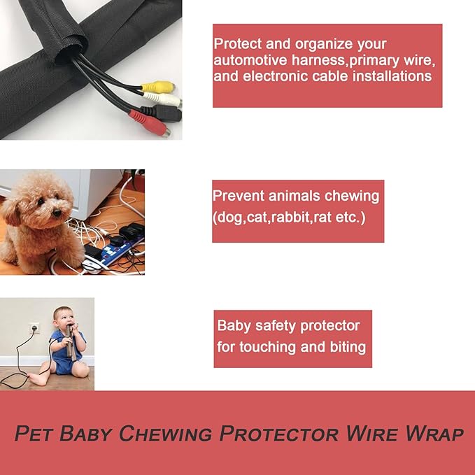 Split Mesh Cord Sleeve Loom Tubing Cable Cover Braided Cable Management Auto Protective Wire Harness Wrap Self Wrapping Woven 1"-35ft