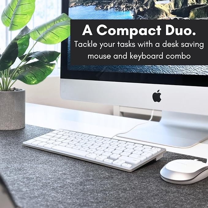 Macally USB Wired Keyboard and Mouse Combo for Mac and PC - Save Space with a Compact Small Apple Keyboard and Mouse for MacBook Pro/Air, iMac Mini/Pro