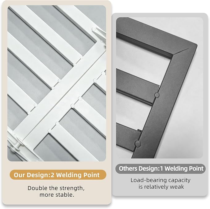 Plant Stand Indoor Outdoor, Foldable Metal Plant Shelf for Multiple Pots, Mid Century Slatted Bench for Patio Garden, Heavy Duty Capacity 330 lbs 2 Pack White