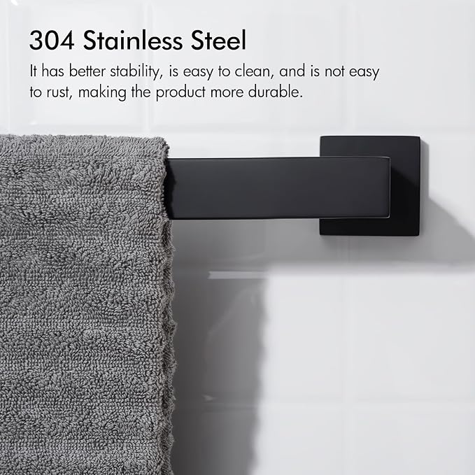 BANOLUX Towel Rack, 12-Inch Single Towel Bars for Bathroom, Towel Racks for Bathroom Wall Mounted SUS304 Stainless Steel Hand Towel Holder Organize Heavy Duty, Matte Black Towel Bar