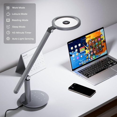Honeywell H6 Sunturalux™ LED Desk Lamp - Eye-Caring, Dimmable Light with Timer | Perfect for Home Office & Study