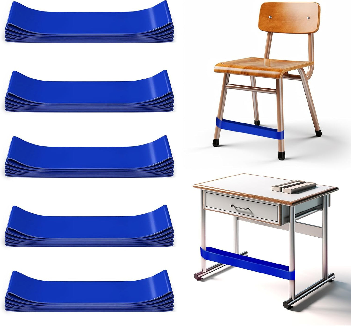 Skiennix Chair Bands for Kids - Enhance Focus & Reduce Restlessness | 25 Pack, Blue for Classroom & Home
