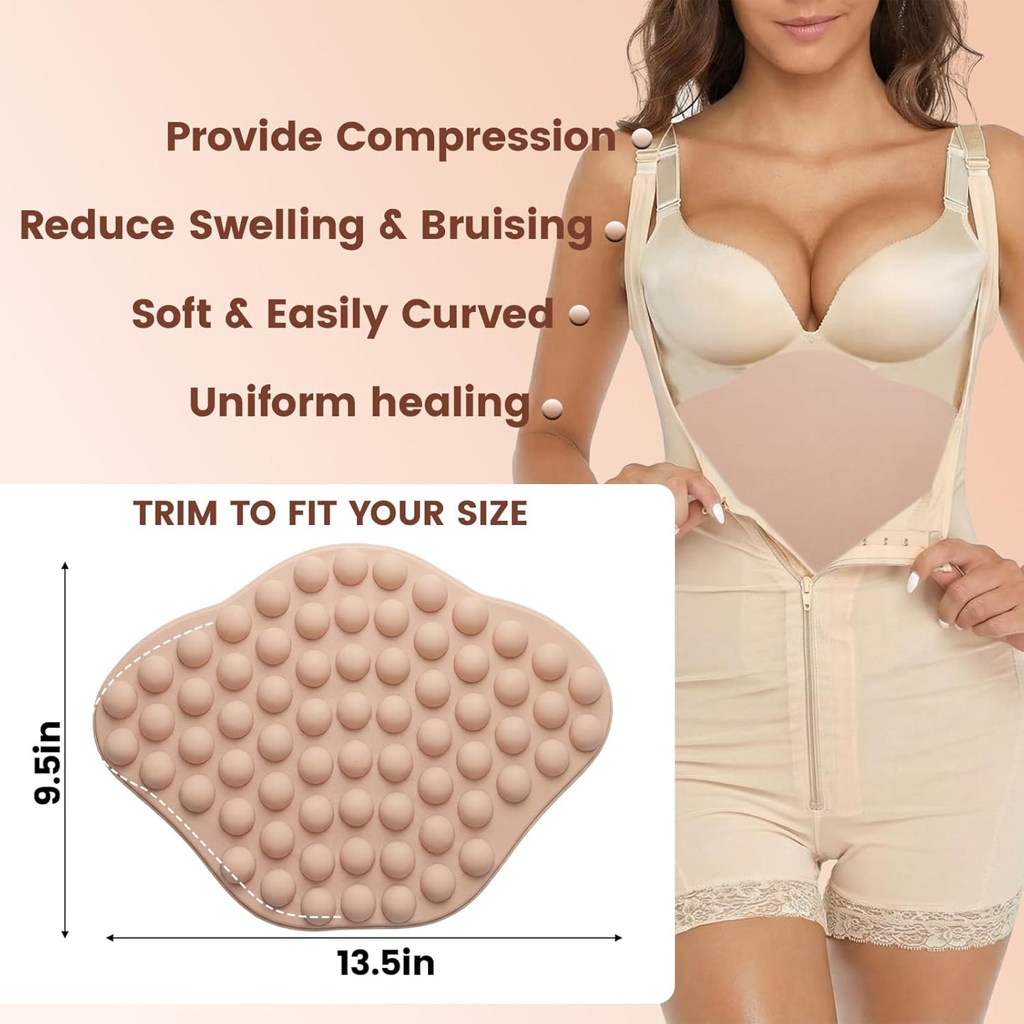 Skiennix Lipo Foam Compression Board - 2 Pcs Napped Abdominal Boards for Post-Surgery Recovery | Skin Color