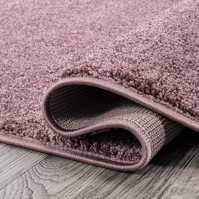 JONATHAN Y Haze Solid Low-Pile Light Purple 5' Round Indoor Area Rug, Coastal,Bohemian,Minimalist,Classic, Easy-Cleaning for Living Room,Bedroom,Kitchen,Pet Friendly,Non-Shedding (SEU100R-5R)