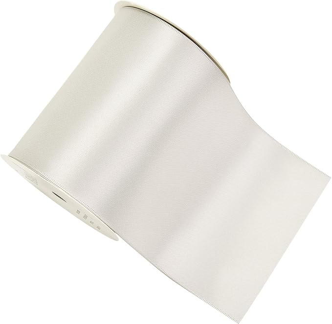 YAMA Double Face Satin Ribbon Roll - 4 inch Wide Solid Color Craft Ribbon, Great for Chair Sash,Making Bow, Sewing and Wedding Bouquet- 5 Yard/Spool, Silver