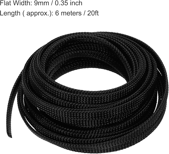 uxcell PET Expandable Sleeving 20ft 1/4" Black Cable Management Sleeve Cord Organizer for Wrap Protect Cable