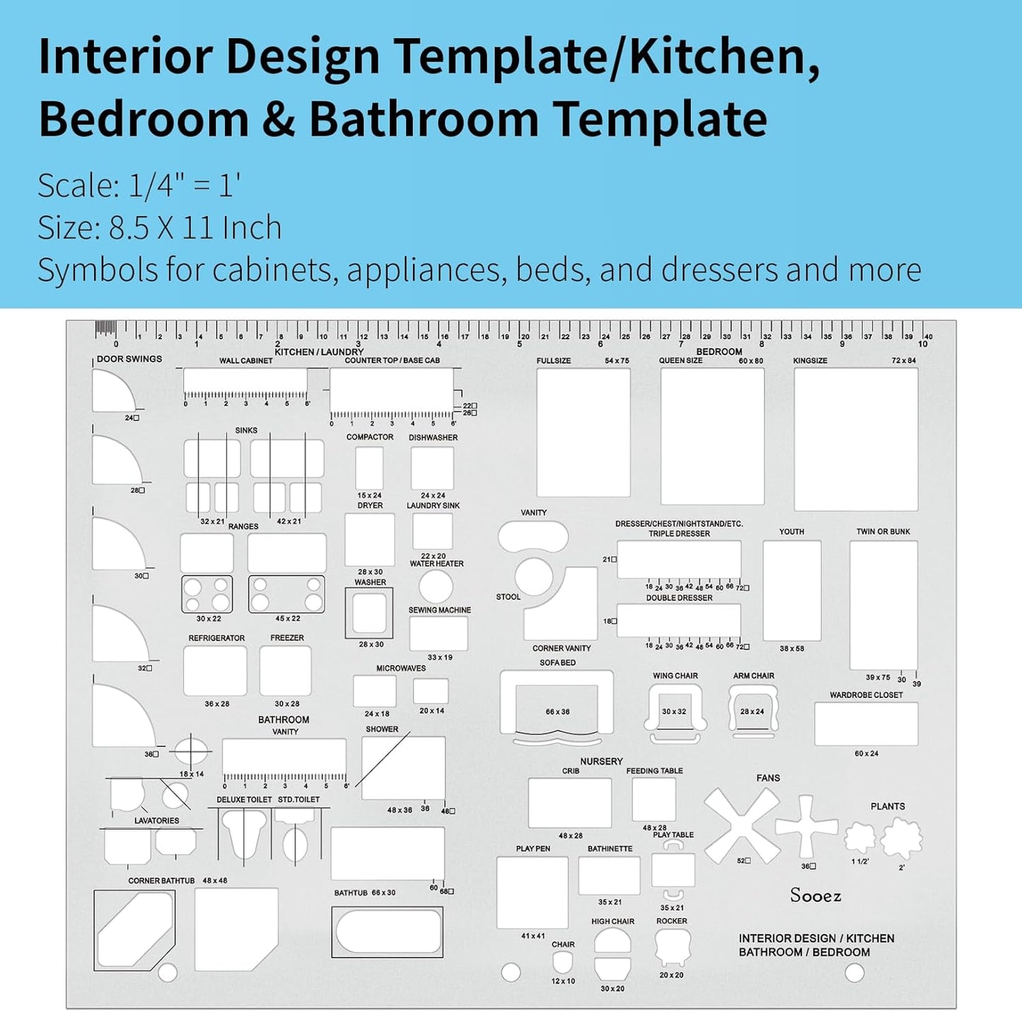 Sooez Architectural Templates - House Plan & Interior Design Drafting Tools | Set of 3