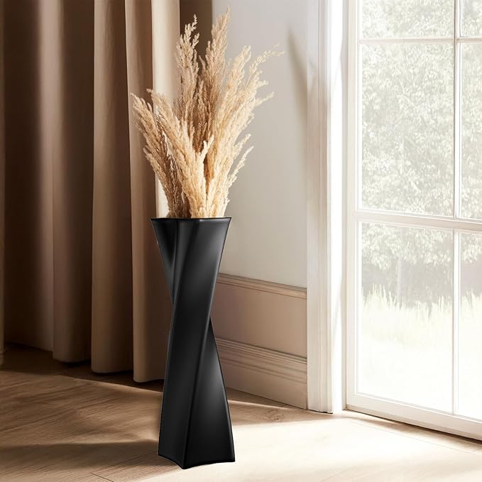 Black Tall Floor Vase 27.5in Resin Black Heart Shaped Vases Perfect for Dry or Faux Flowers Entryway Large Decorative Standing Vase for Living Room Home Corner Indoor Office