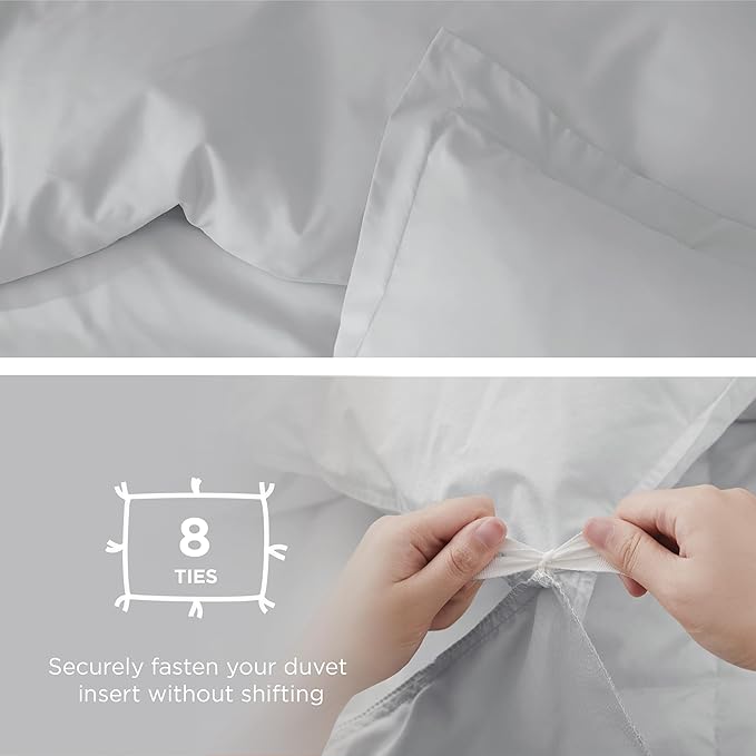 Bedsure Duvet Cover King Size - Soft Double Brushed Bedding Set for Kids & Adults, Zipper Closure, 3 Pieces, Includes 1 Duvet Cover (104"x90") & 2 Pillow Shams, NO Comforter, Silver Grey
