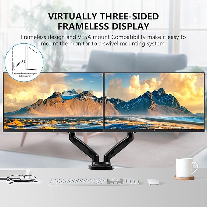 24 inch Monitor, Z-Edge Computer Monitor, Full HD 1920 x 1080p IPS 100Hz PC Monitor with HDMI, VGA, Frameless, U24I Anti-Glare Screen
