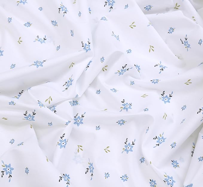 RUVANTI 100% Cotton Twin Sheets Set, 3 Pieces, Soft & Breathable Percale Weave Bedding, Deep Pocket 16", Hotel Standard, Crisp Cool Feel, Durable, Perfect Floral Bed Sheet, Phulkari
