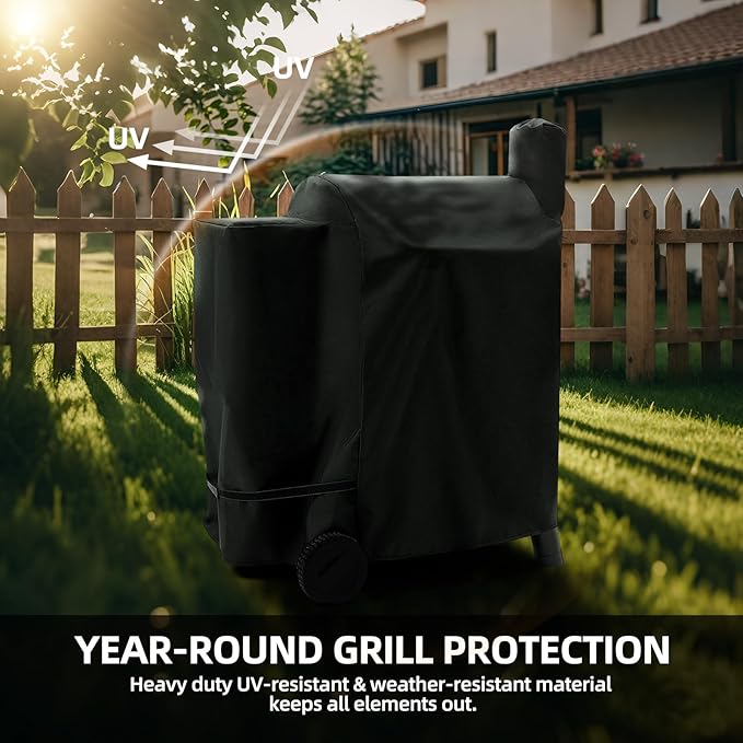 Pellet Grill Cover for Traeger Pro 22/575 Series with Waterproof Zipper, 600D Fade Resistant & Rip-Proof Smoker Fabric, Full-Length Grill Accessories for Century 22 and More (Cover Only)