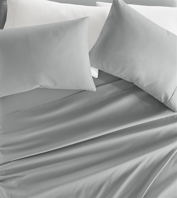 Linen Market Brushed Microfiber King Sheet Set 4 Piece – Oeko-TEX Certified Ultra Soft & Wrinkle-Free - 16" Deep Pocket Sheets - Easy Care King Size - Light Gray