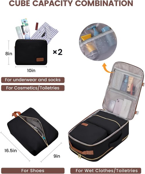 LOVEVOOK 50L Travel Backpack - Airline Approved Carry-On Luggage with 3 Packing Cubes & Waterproof Design