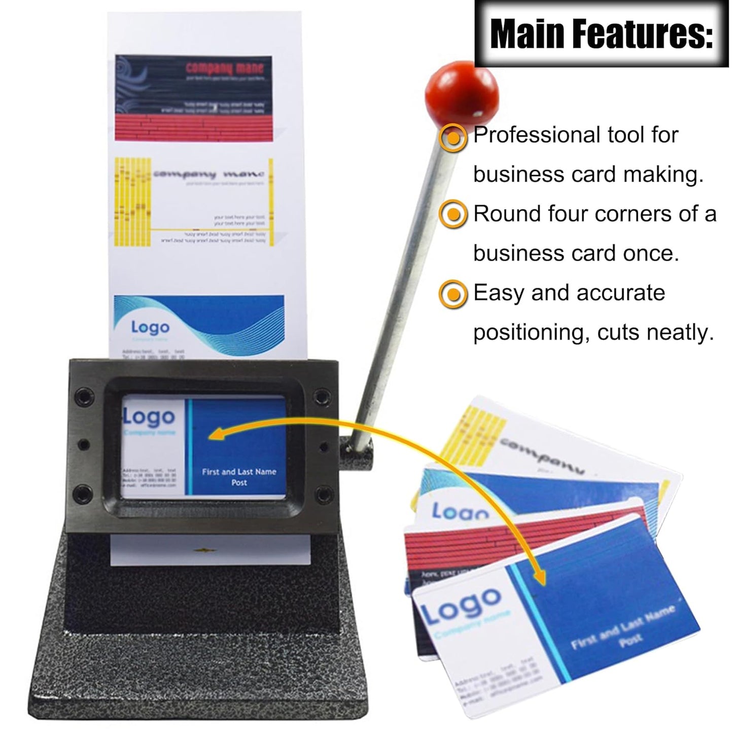 Skiennix Manual PVC Business Card Cutter - All Metal Steel Cutting Machine | 3.4x2.1 Rounded Corner