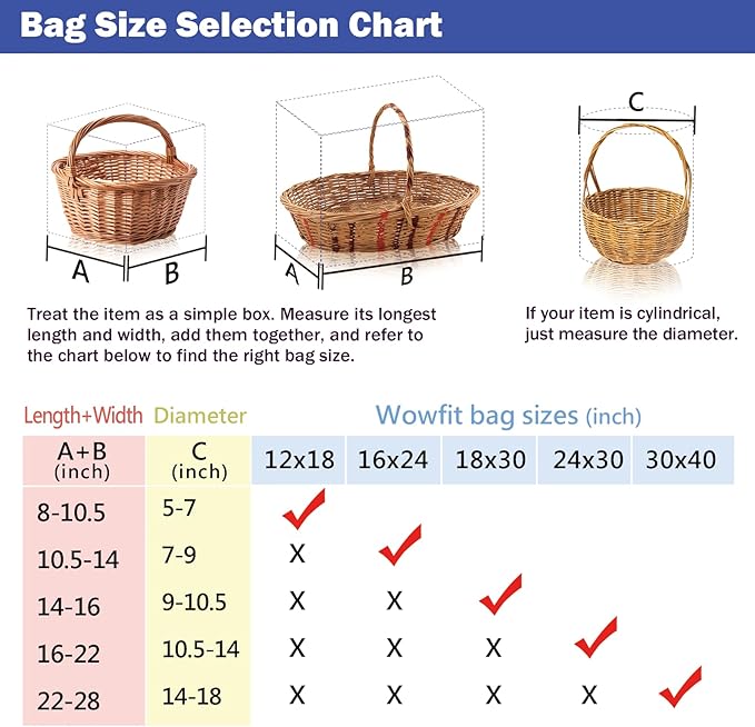 Wowfit Cello Bags,10 CT 18x30 inches Clear Cellophane Bags Perfect for Gift Baskets, Presents, Weddings, Bridal/Baby Showers and More (Flat, No Gusset, Ribbon Not included)