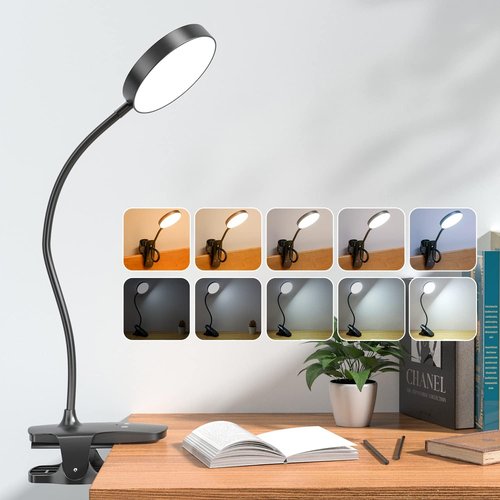 Mubarek Clip-On Lamp - 5 Brightness Levels & 5 Color Options | 200LM LED Reading Light with Rechargeable Battery