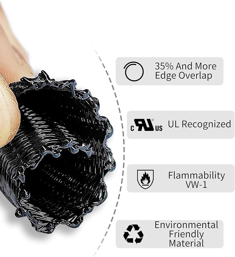 Cable Management Split Wire Loom Sleeve - Cord Hider & Protector for Desk, Pet Chew Proof, Wire Cover Organizer, Flexible Tube for Wires and Cables (1/2 Inch 50FT, Black)