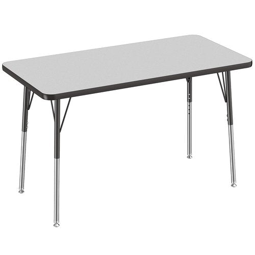 FDP Rectangle Activity Table - Adjustable Height 19-30 Inches | 24 x 48 Inch - Gray Top, Black Edge