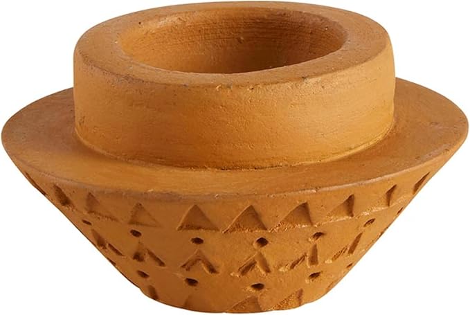 47th & Main Votive Candleholder Large Boho Terra Cotta Candle Holder, 2.5" Tall, Cone